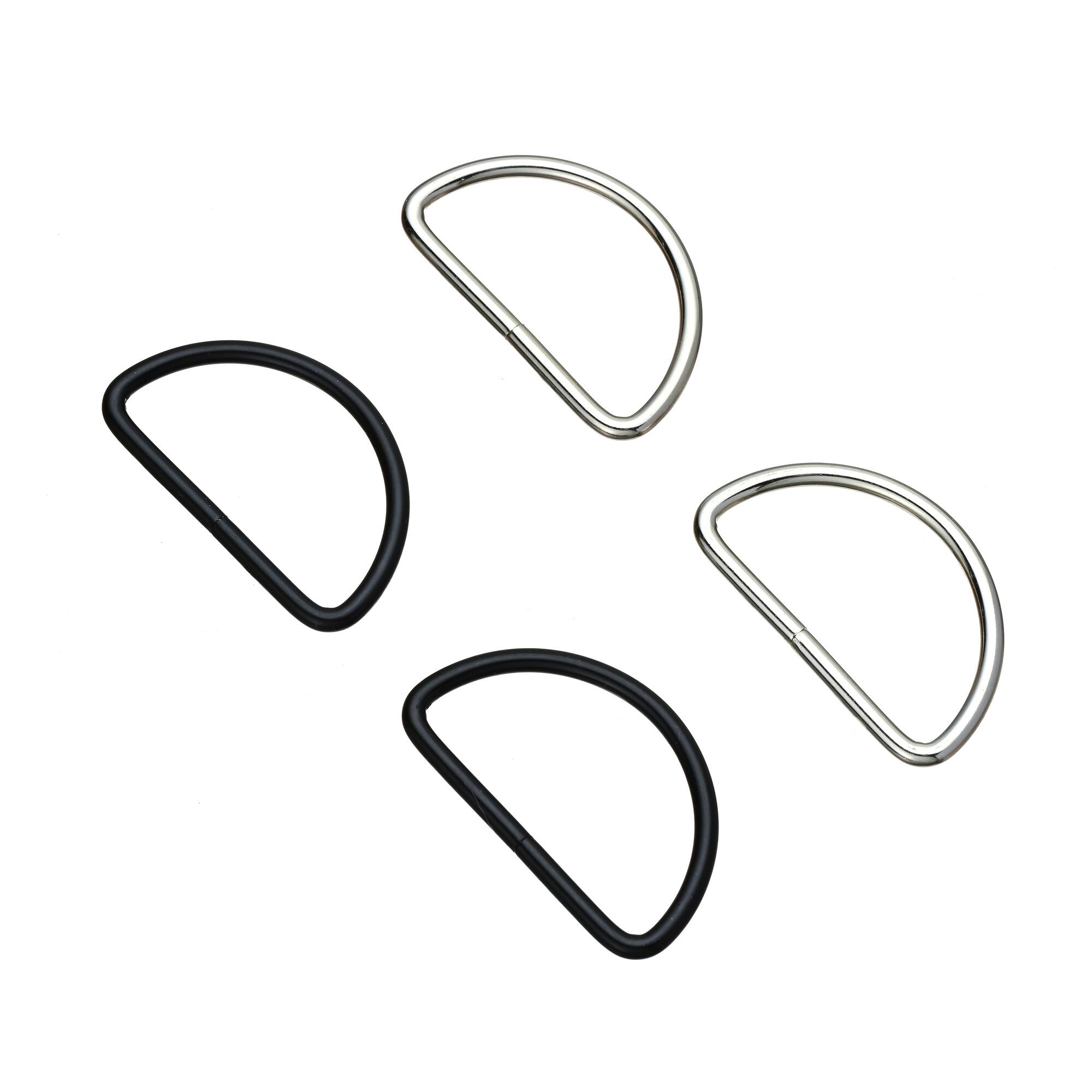44mm Rhodium & Black D Rings, 8ct. by Bead Landing™